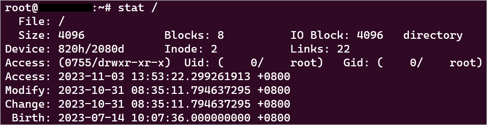 "stat root dir"